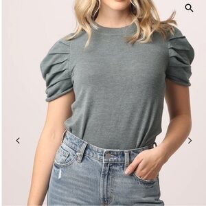 Another Love NAHLA SHORT SLEEVE SWEATER DRIED SAGE Size S